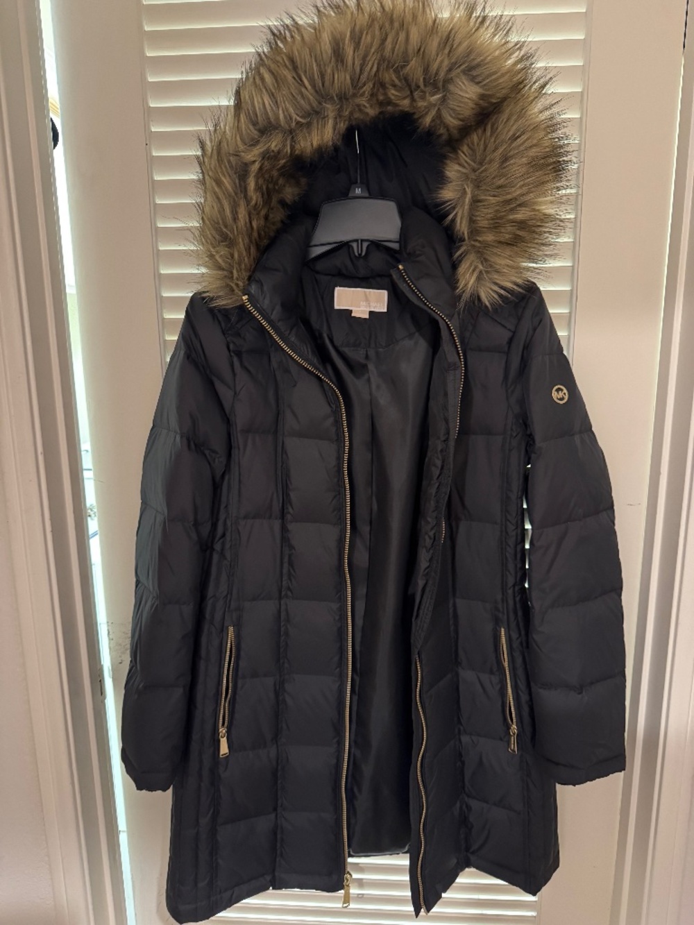 Michael Kors faux fur hooded coat (black)